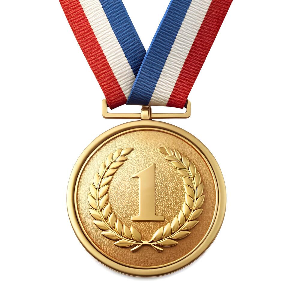 Gold medal with isolated free text area - winner copy space concept photo