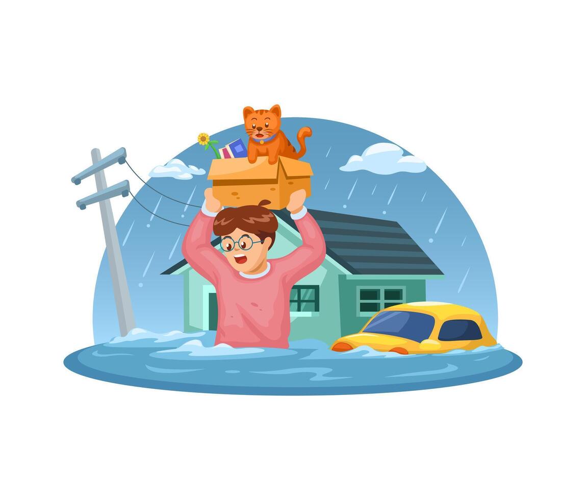 Flood Disaster Survivor Illustration vector