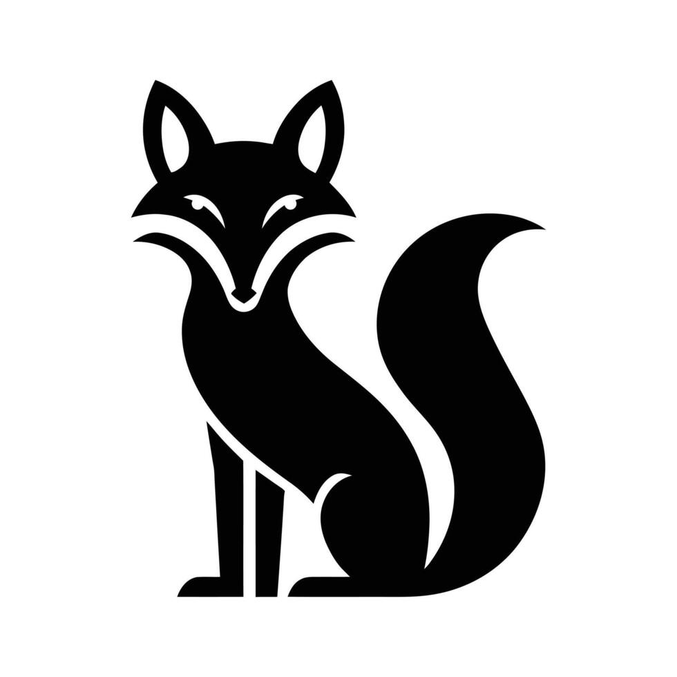 Stylish Black Silhouette of a Sitting Fox, Fox icon, Fox logo, Fox silhouette. vector