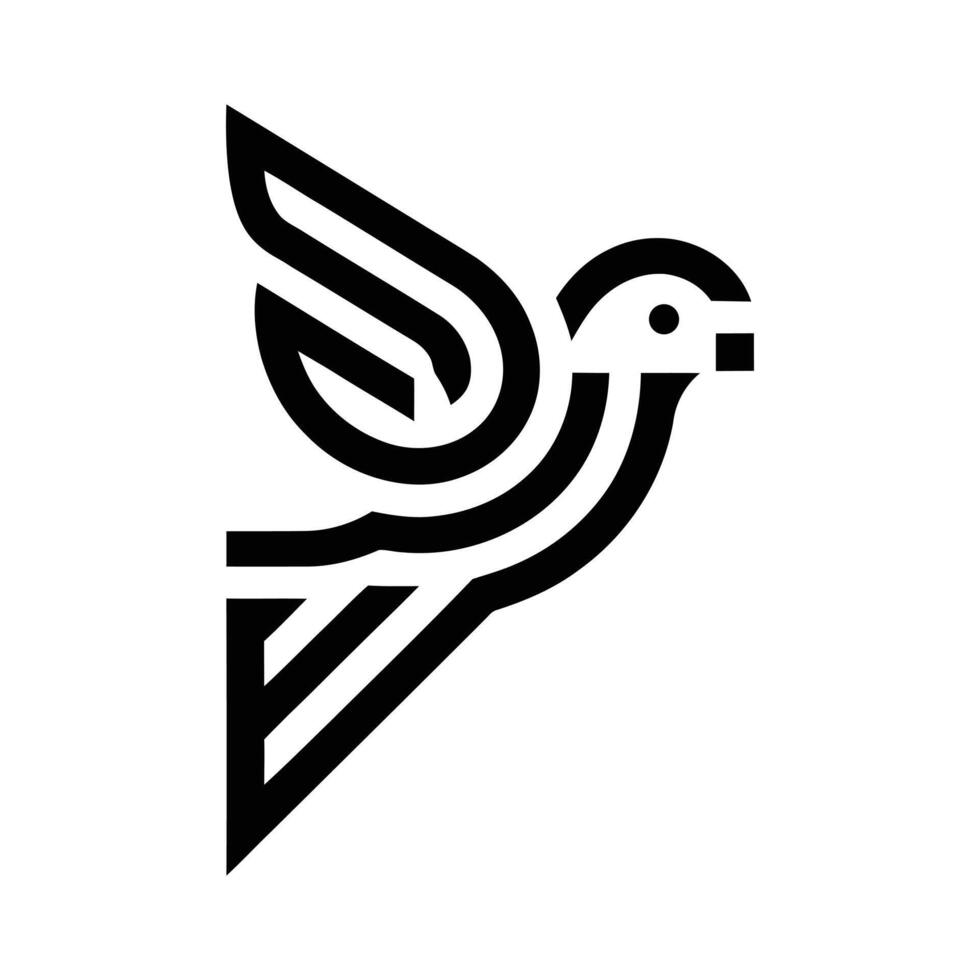 Stylized Line Art Illustration of a Flying Bird. dove icon silhouette, dove logo silhouette vector