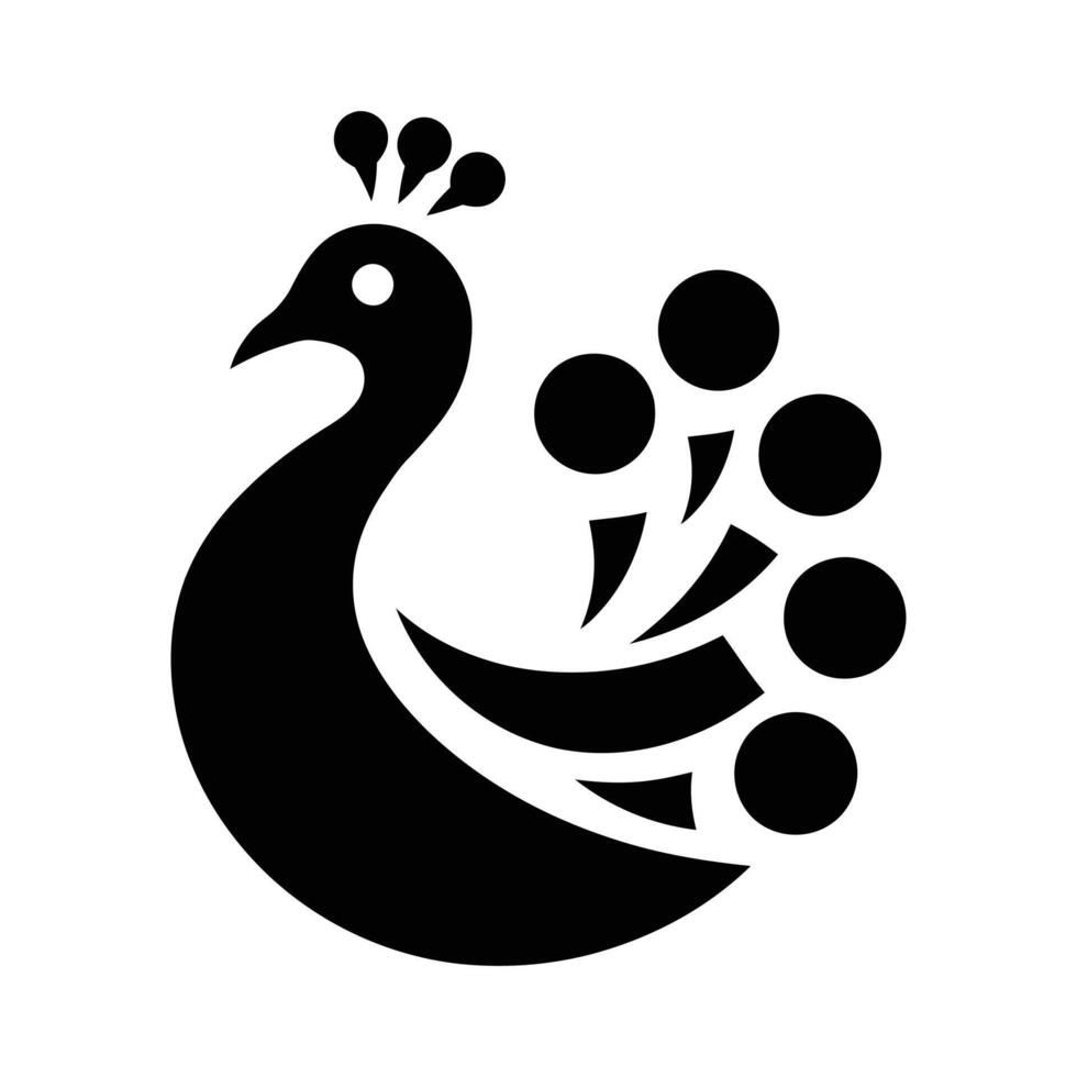 Elegant Black and White Peacock Silhouette Design, Peacock icon, Peacock logo, Peacock. vector