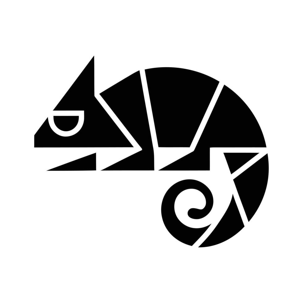 Stylized Chameleon Silhouette in a Geometric Design. chameleon icon silhouette, chameleon logo silhouette vector