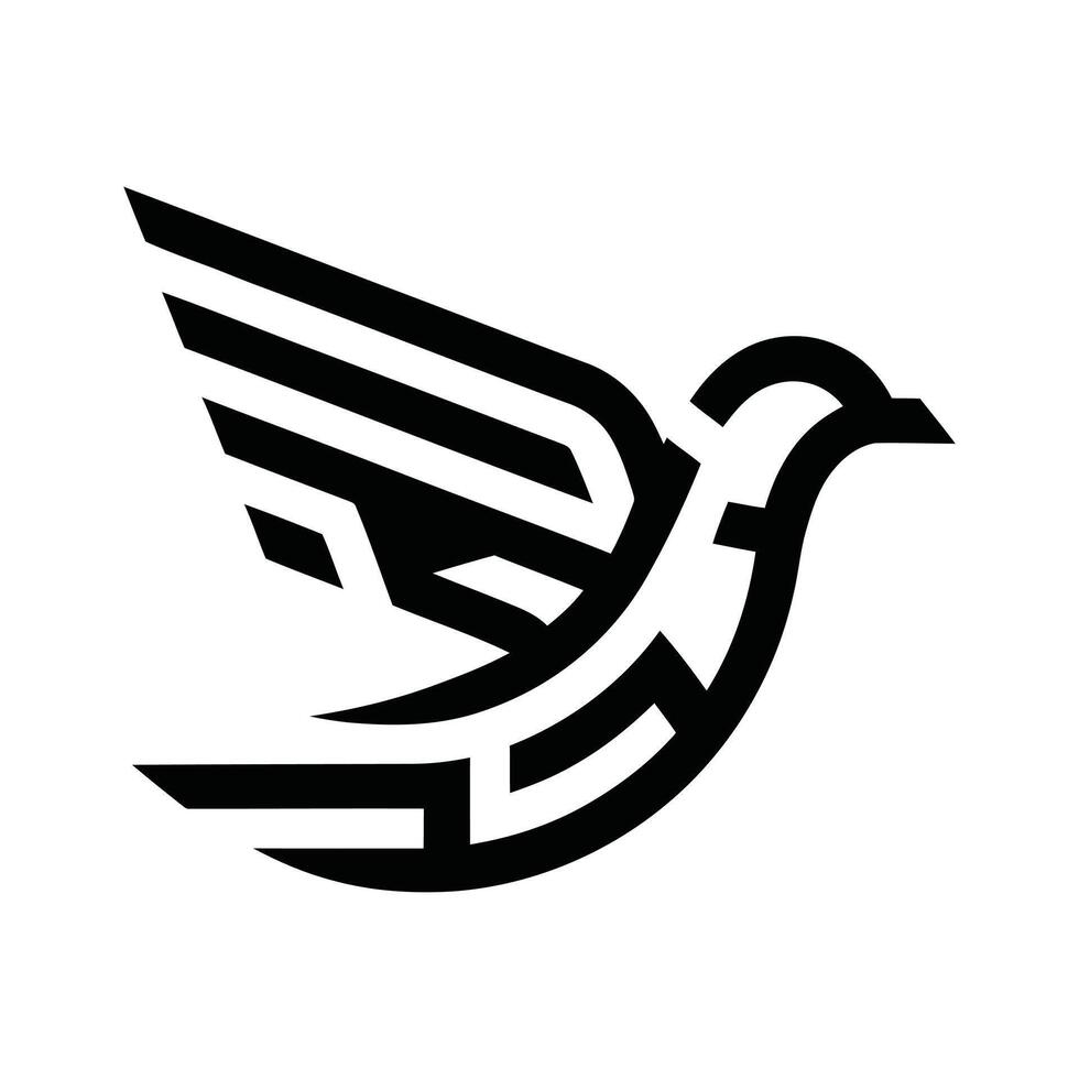 Bold Line Art of a Flying Bird Logo. Dove icon silhouette, Dove logo silhouette vector