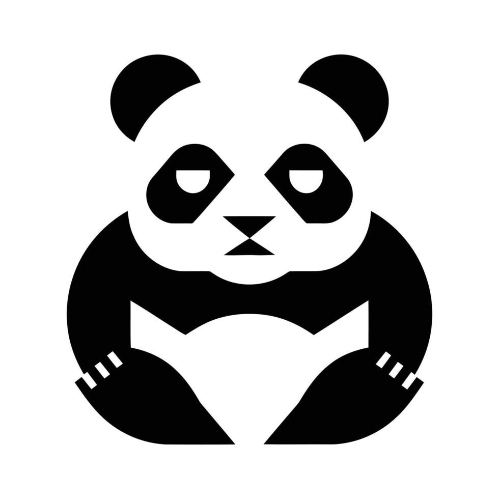 Stylized Black and White Panda Logo. panda icon silhouette, panda logo silhouette vector