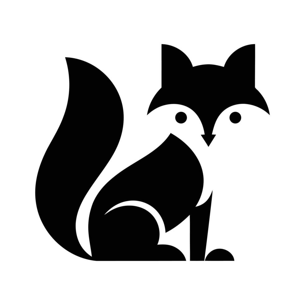 Simple Black and White Silhouette of a Fox, Fox icon, Fox logo, Fox silhouette. vector