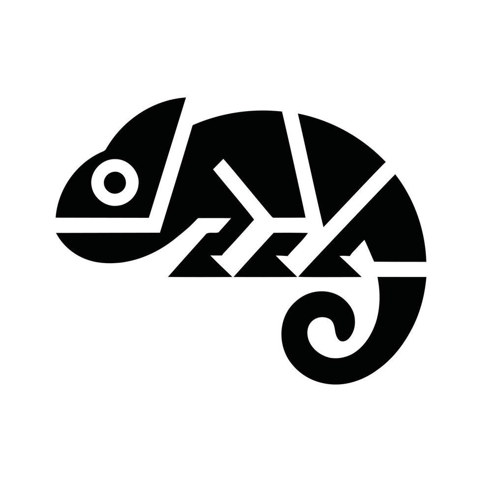 Stylized Chameleon Silhouette in Geometric Design. chameleon icon silhouette, chameleon logo silhouette vector