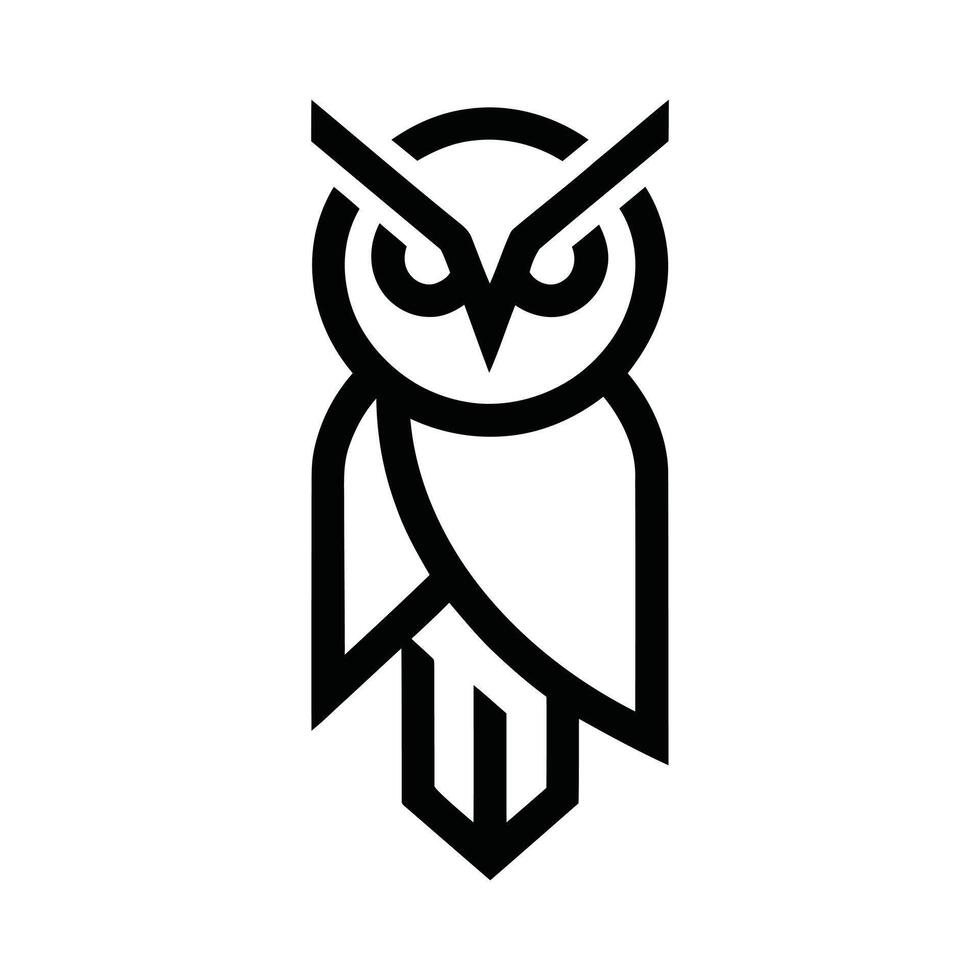 Stylish black line art illustration of an owl. owl icon silhouette, owl logo silhouette vector