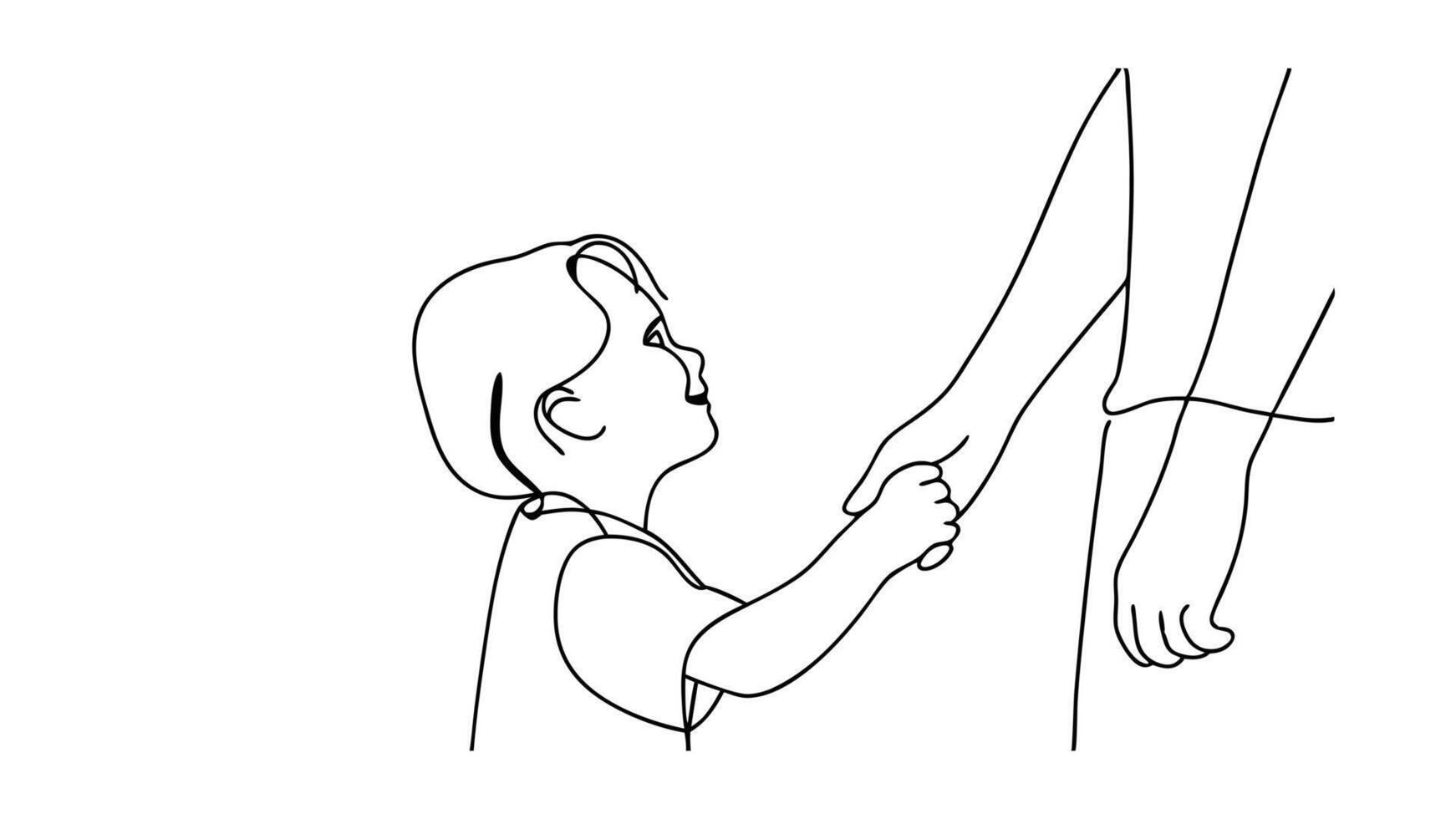 Childs Hand in Adults, Line Art, Minimalist Drawing, Black White, Simple Design, Parent Child Bond, vector
