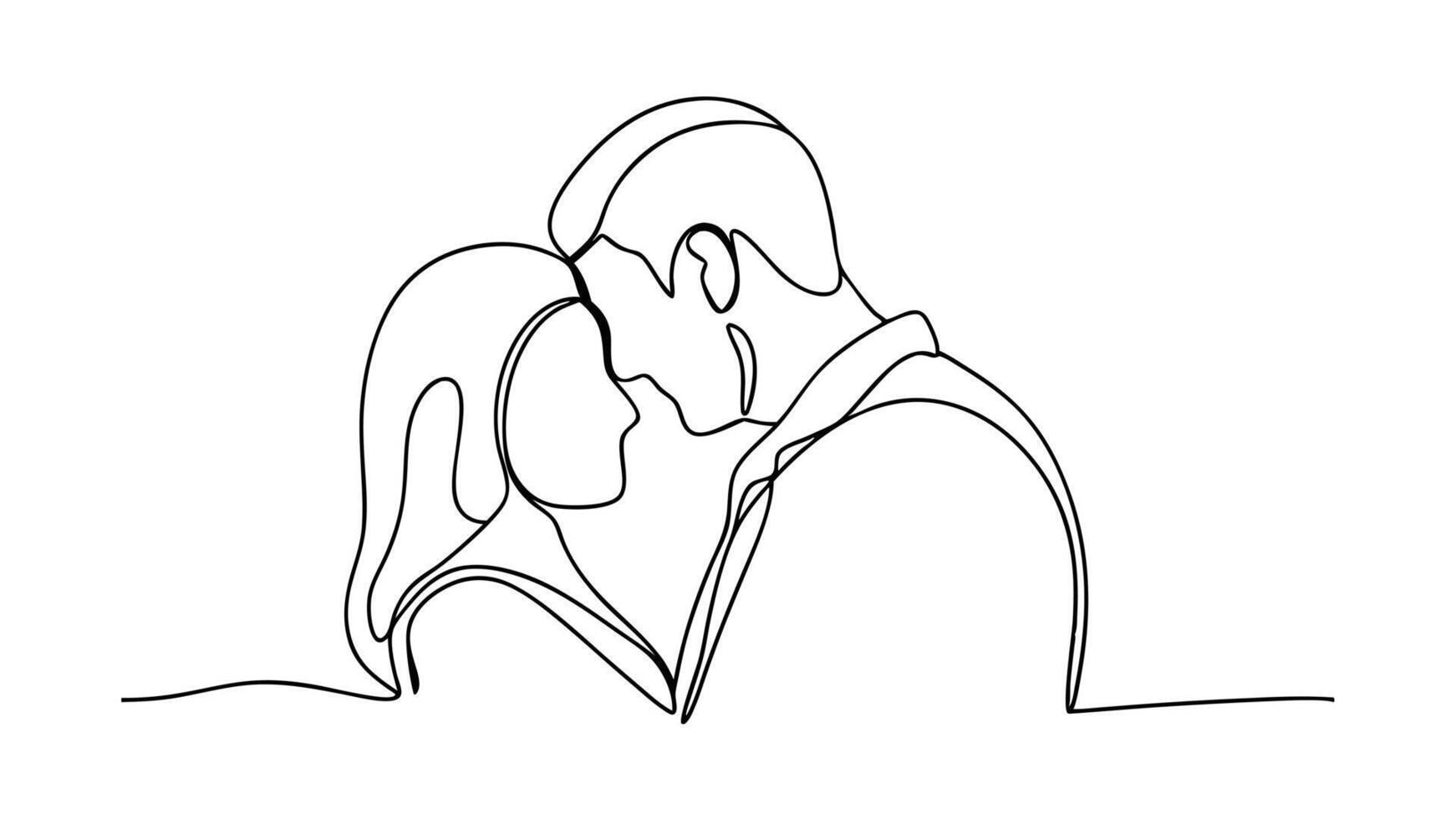 Romantic Couple Embrace, OneLine Drawing, Minimalist Art, Love, Affection, Intimacy, Passion, Tender vector