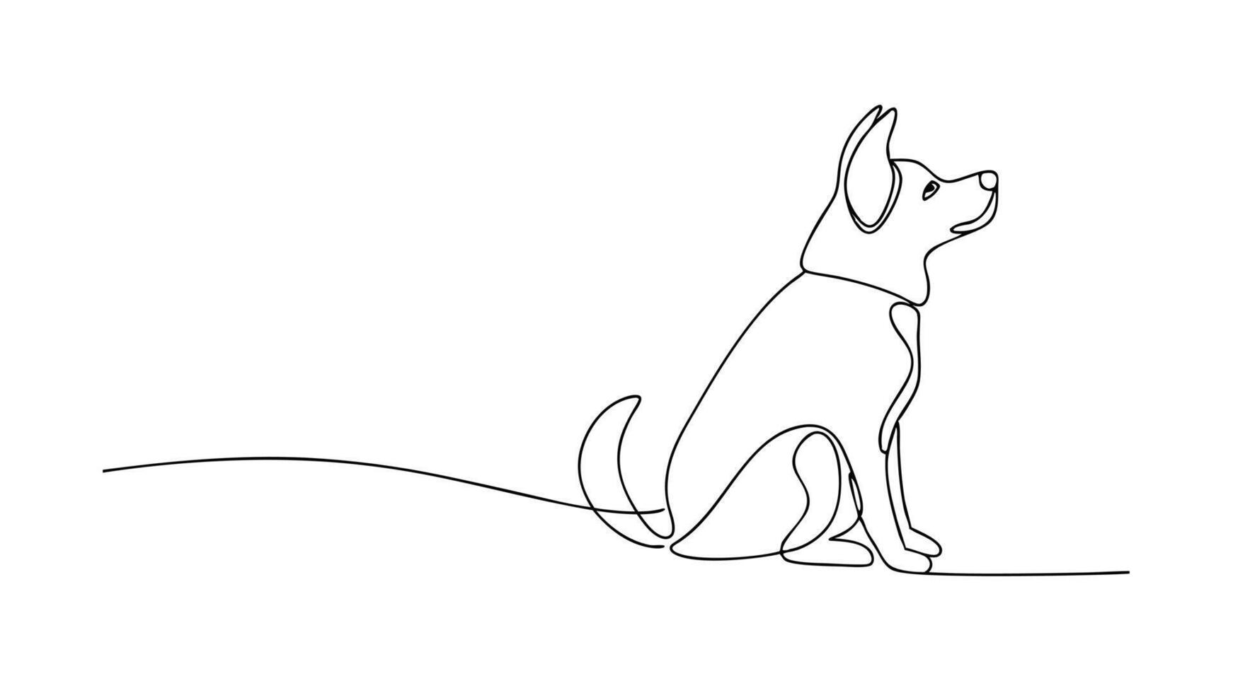 Single Line Dog Drawing Canine Art, Minimalist Pet, Elegant Sketch vector