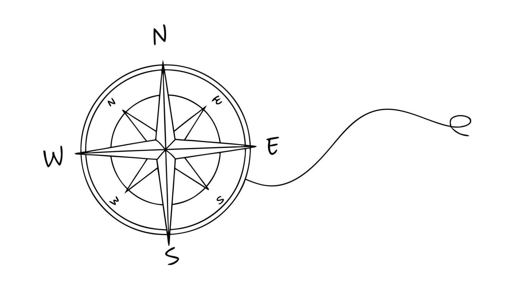 Simple Compass Rose Navigation Guide North, South, East, West Directions vector