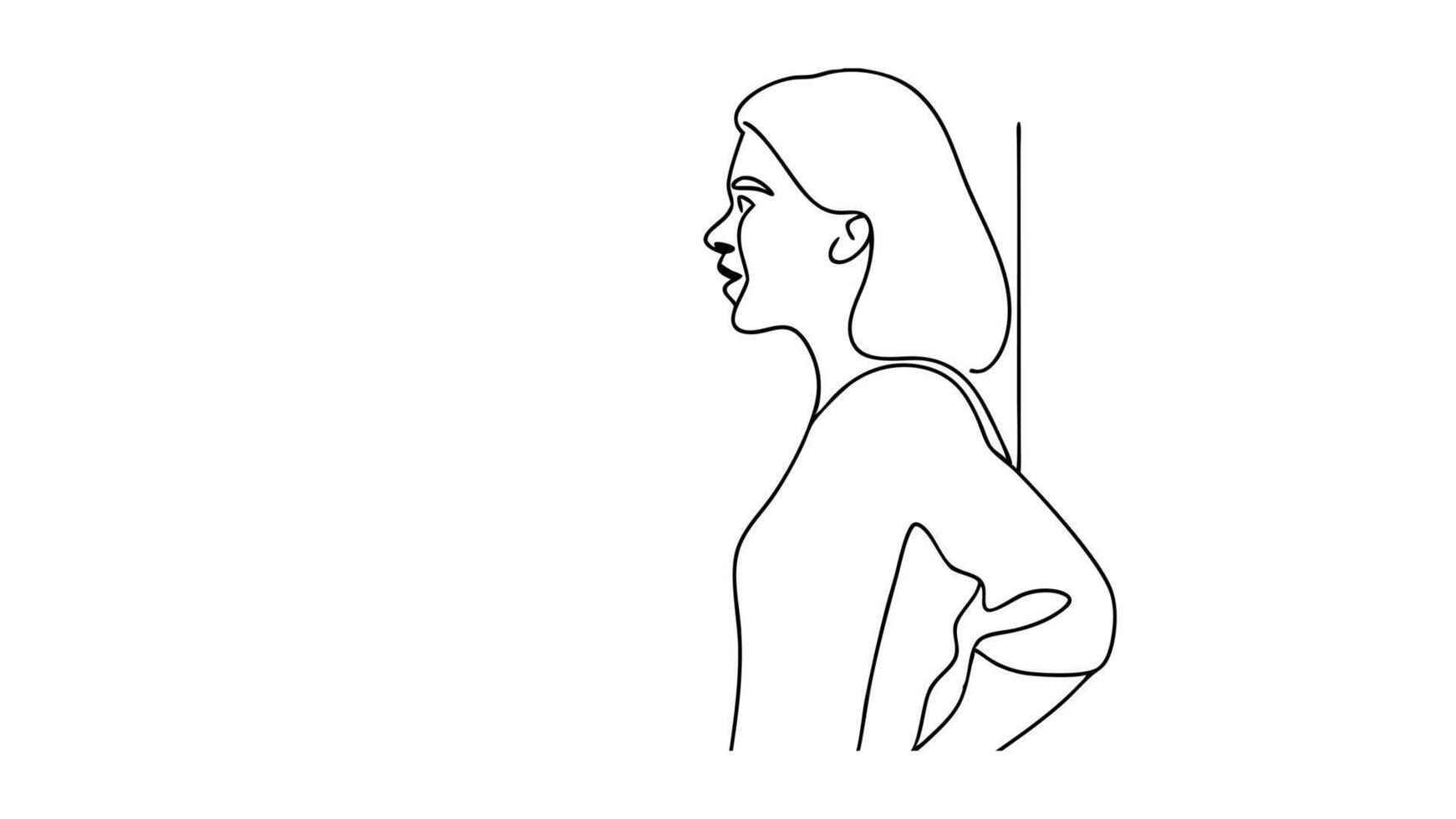 Womans Profile Line Art Minimalist Modern Drawing Sketch Illustration vector
