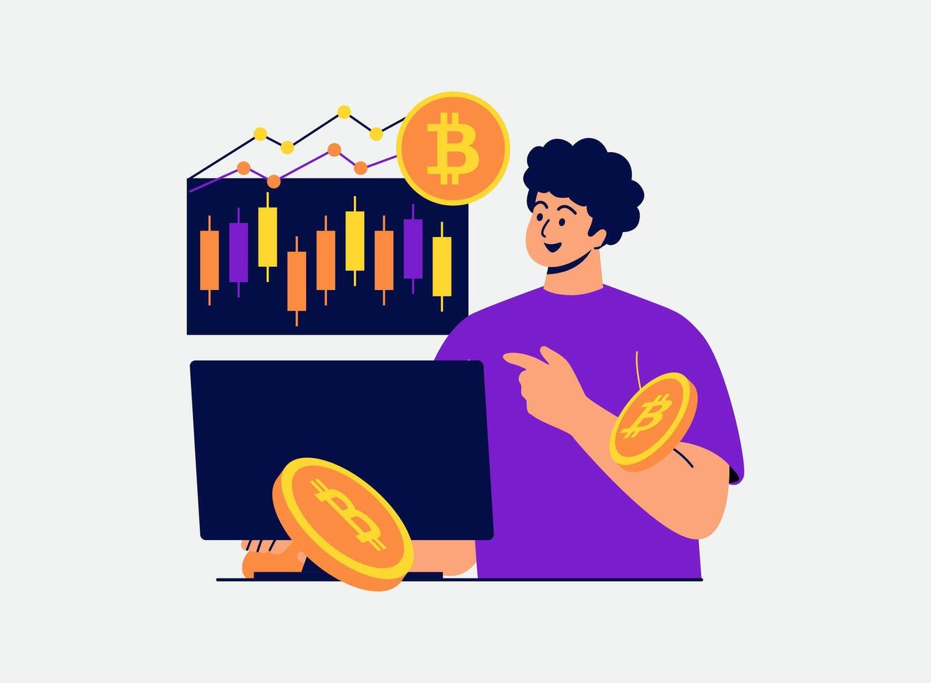Illustration of an Bitcoin Cryptocurrency Trading Chart vector