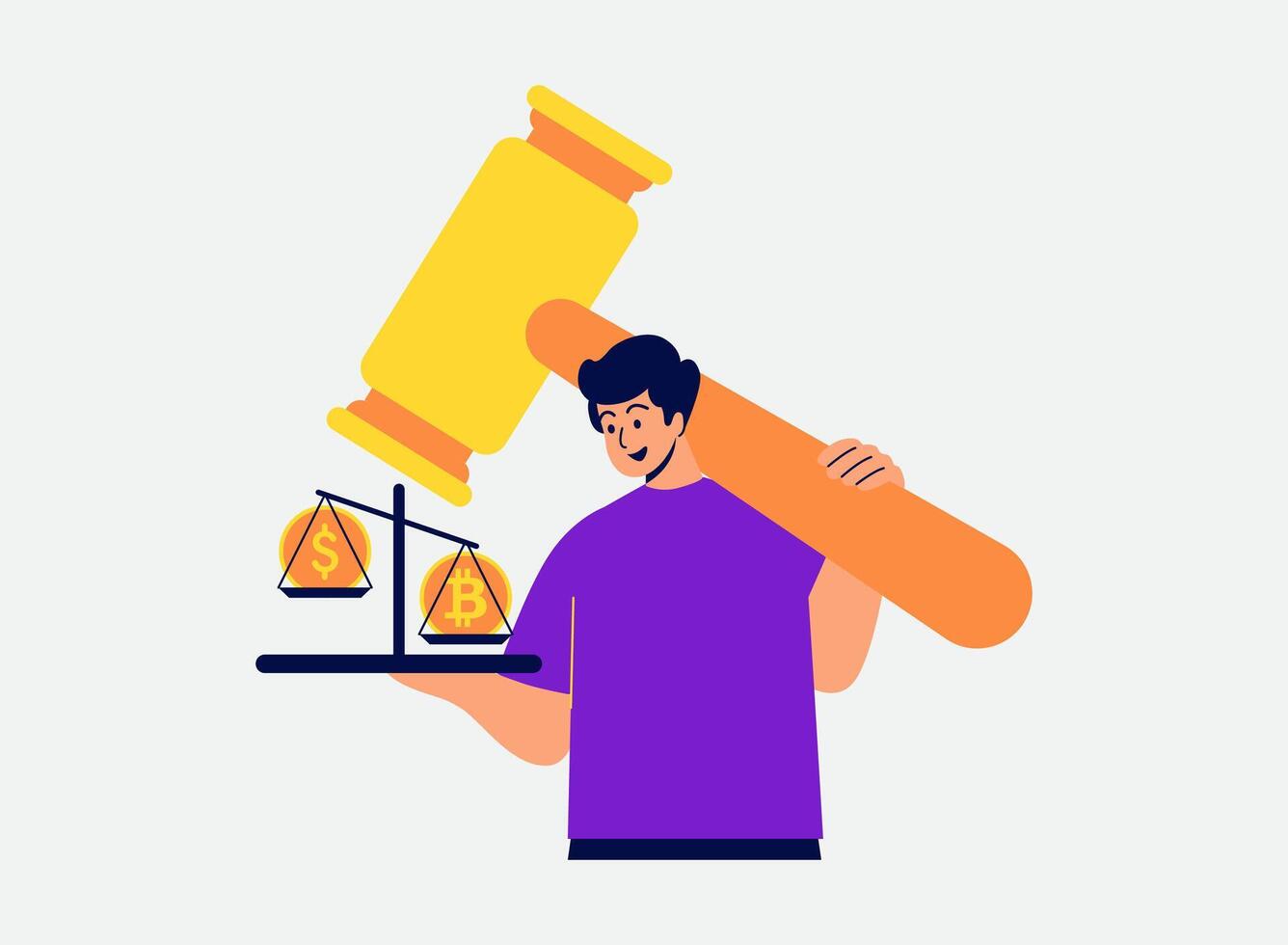Illustration of an Bitcoin Cryptocurrency Legal Rules vector