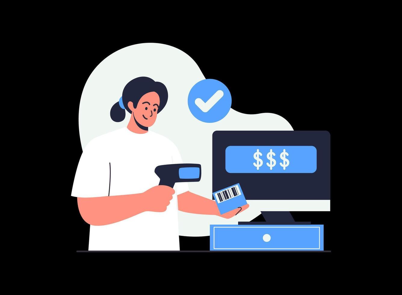 Illustration of an Barcode Scanner Price Cartoon Character vector