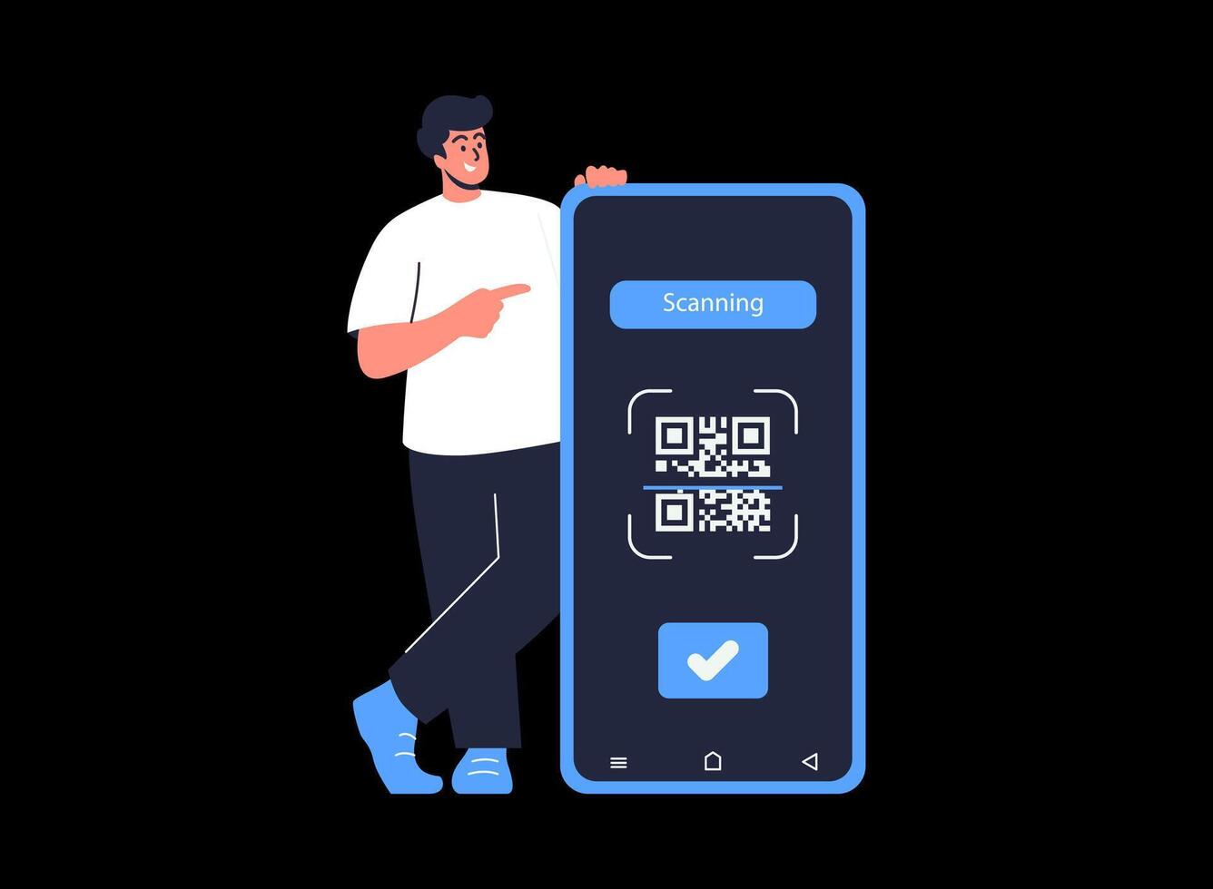 Illustration of an Barcode Scanner Cartoon Character vector