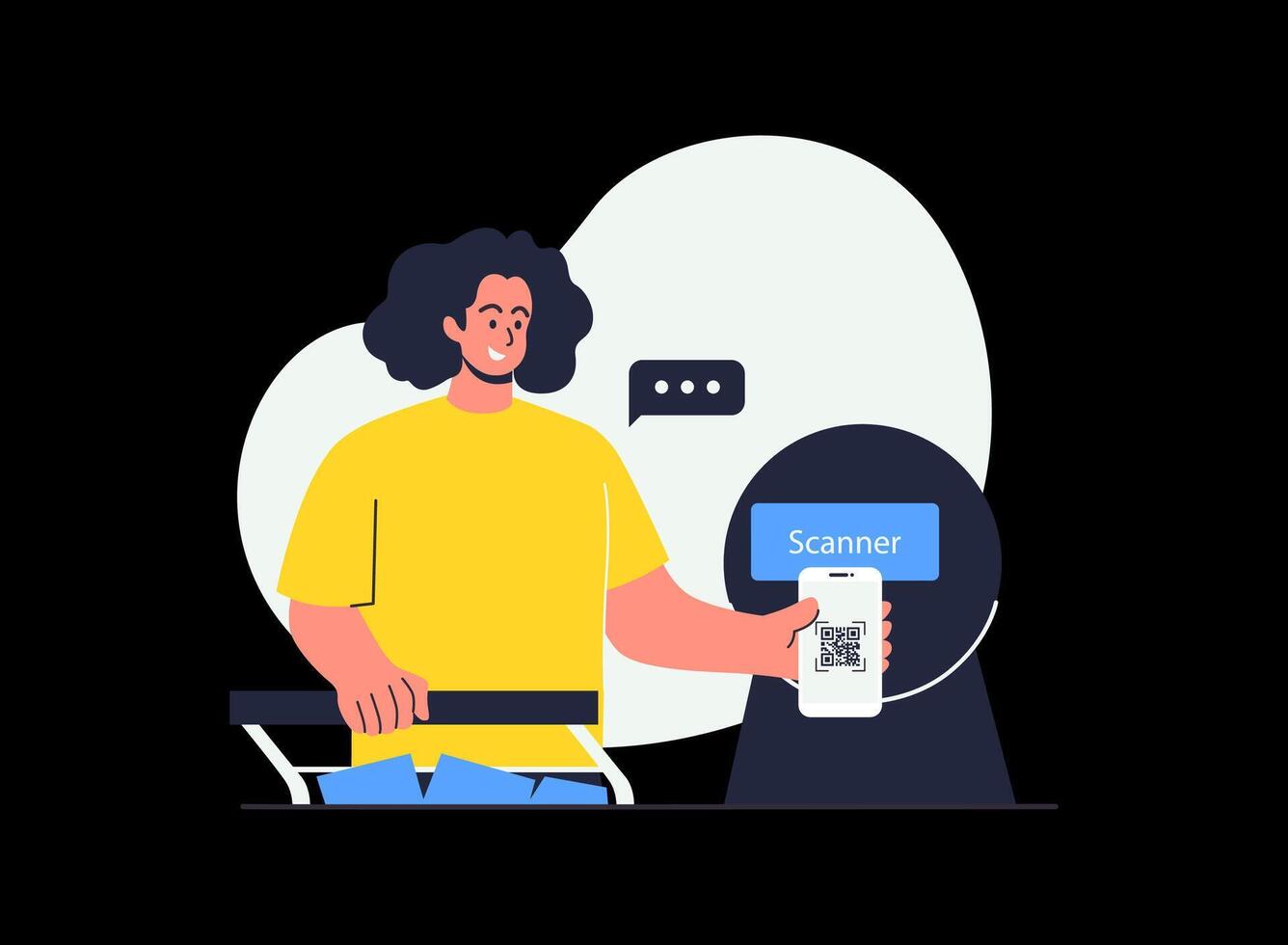 Illustration of an Barcode Scanner Payment Cartoon Characte vector