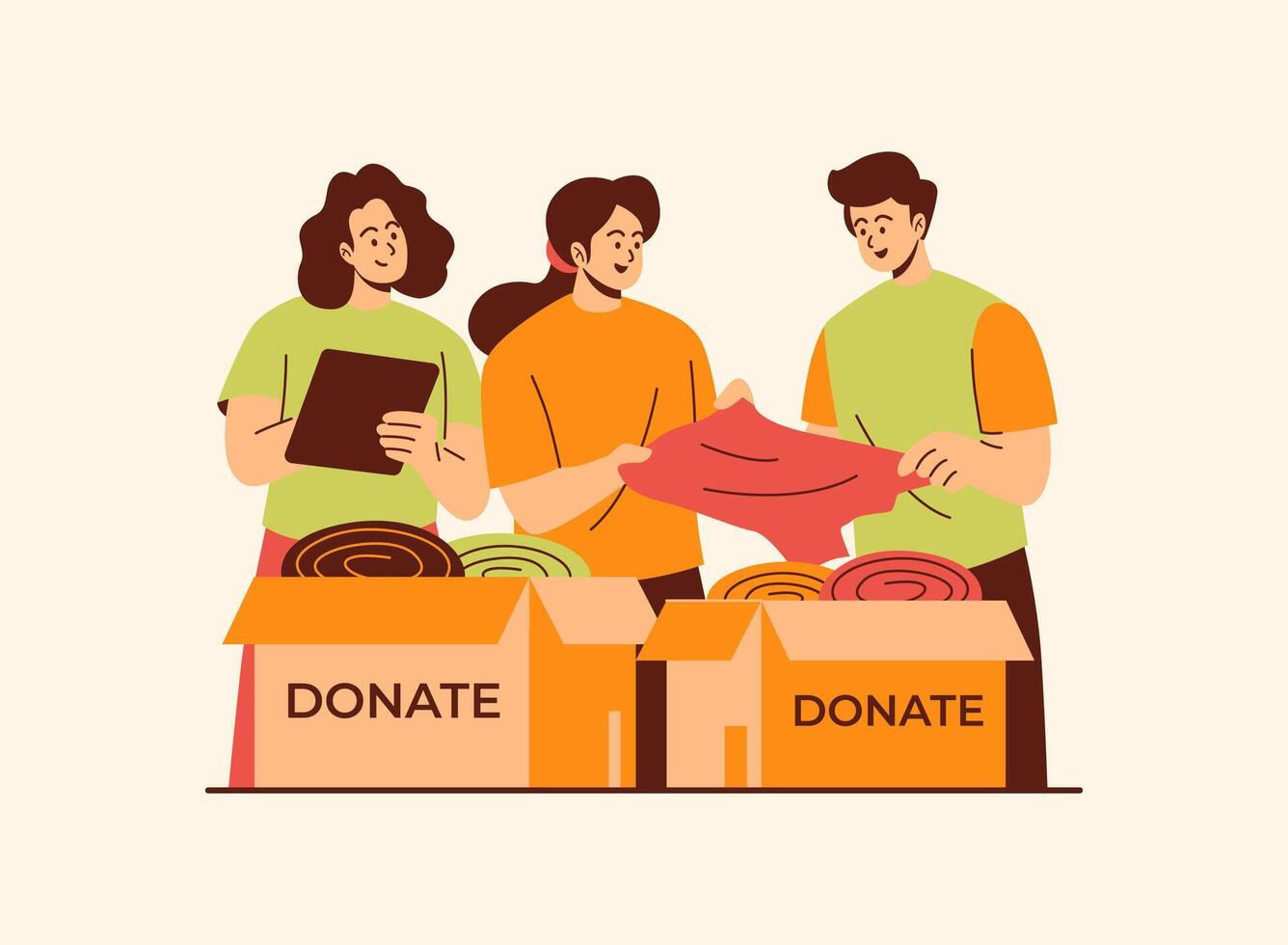 Illustration of an Volunteer Character Sorting Shirt vector