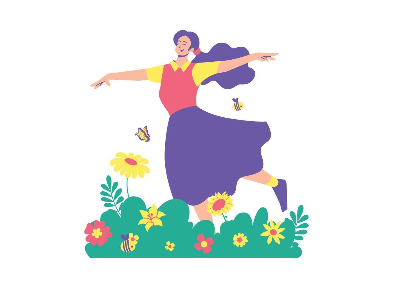 Illustration of an Lovely Spring Dancing in a Field vector