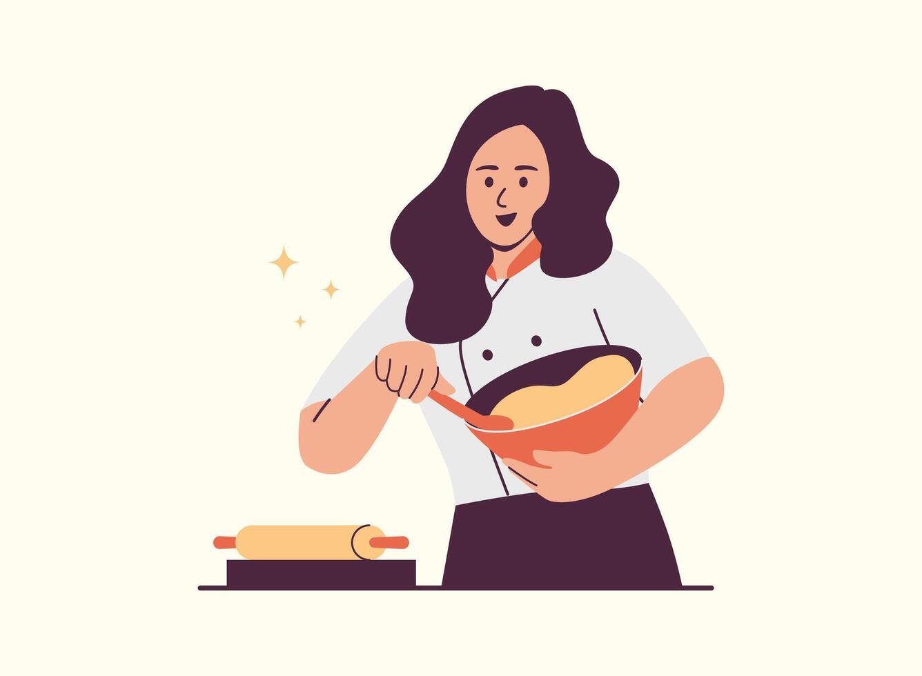 Illustration of an Cooking and Food Mixing Dough Illustration vector