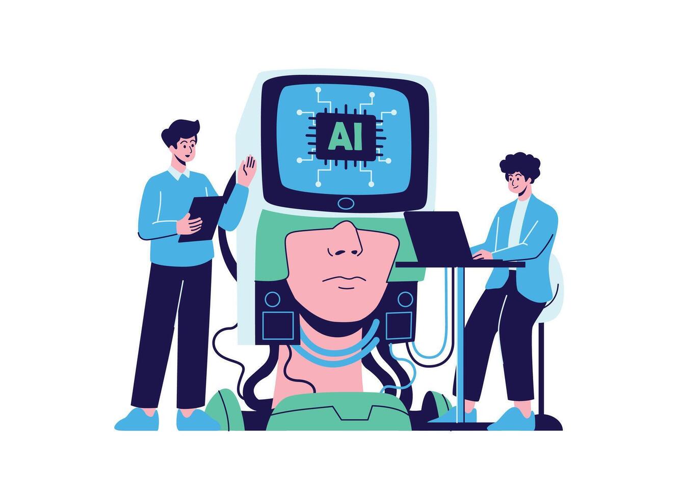 Illustration of an Robot Head Artificial Intelligence vector
