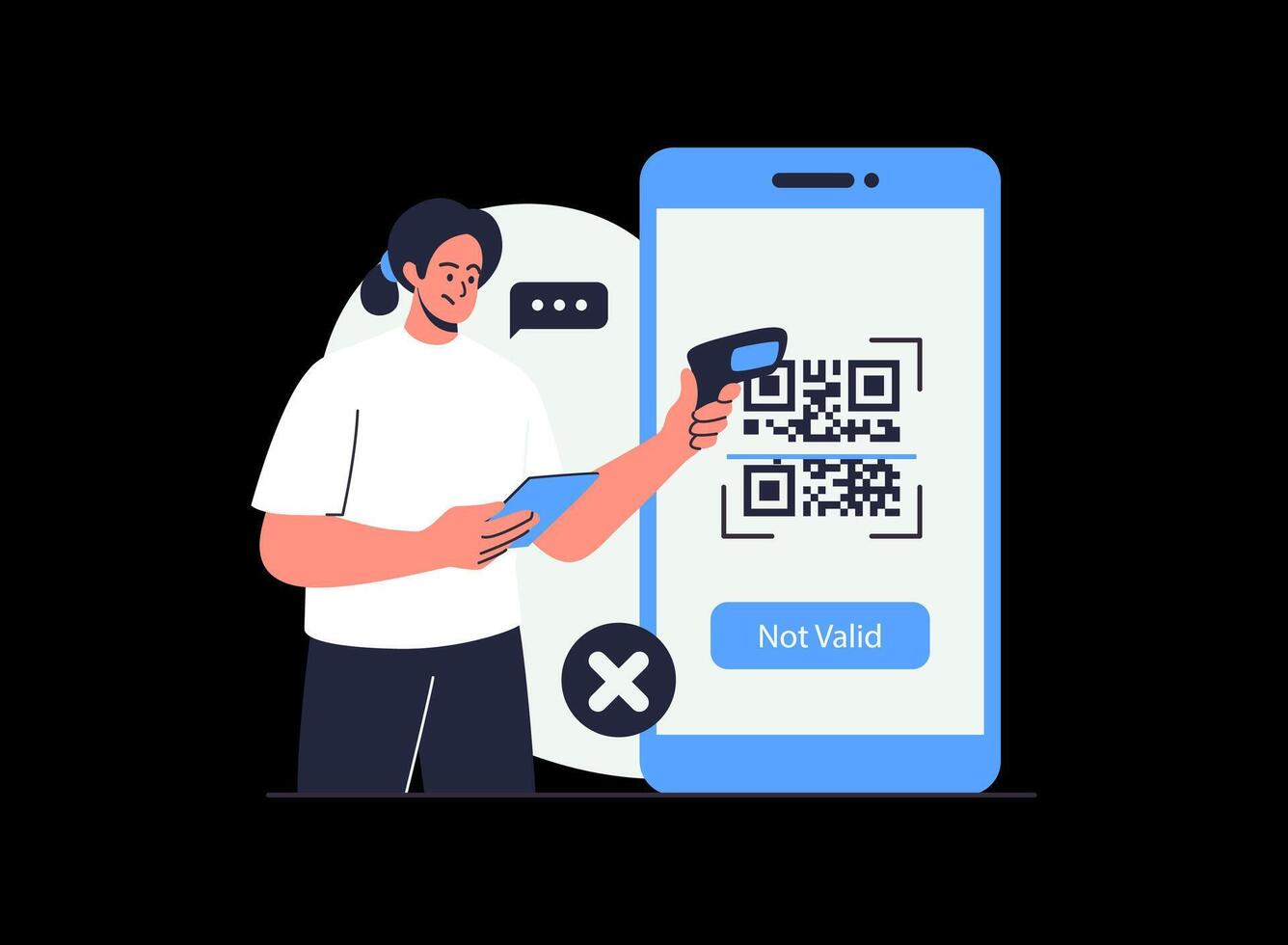 Illustration of an Barcode Scanner Not Valid Cartoon Character vector