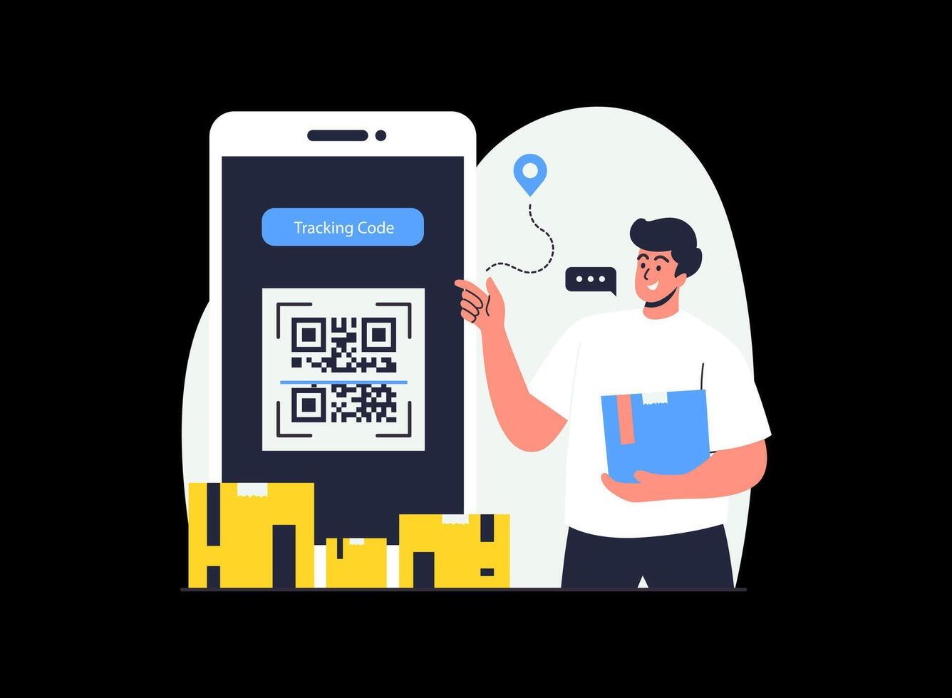 Illustration of an Barcode Scanner Tracking Cartoon Character vector