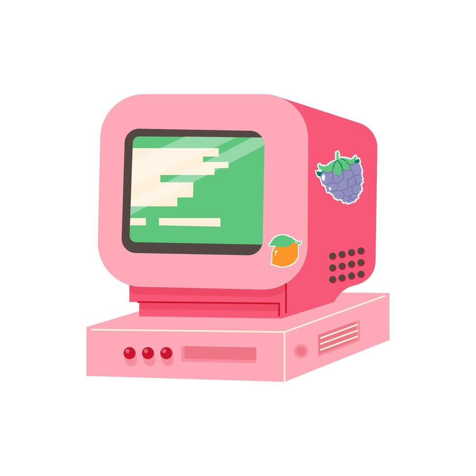 Vintage lo fi style desktop computer from the 90s vector
