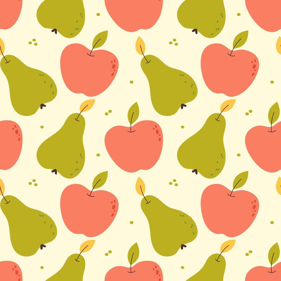 Seamless fruit pattern with apples and pears vector