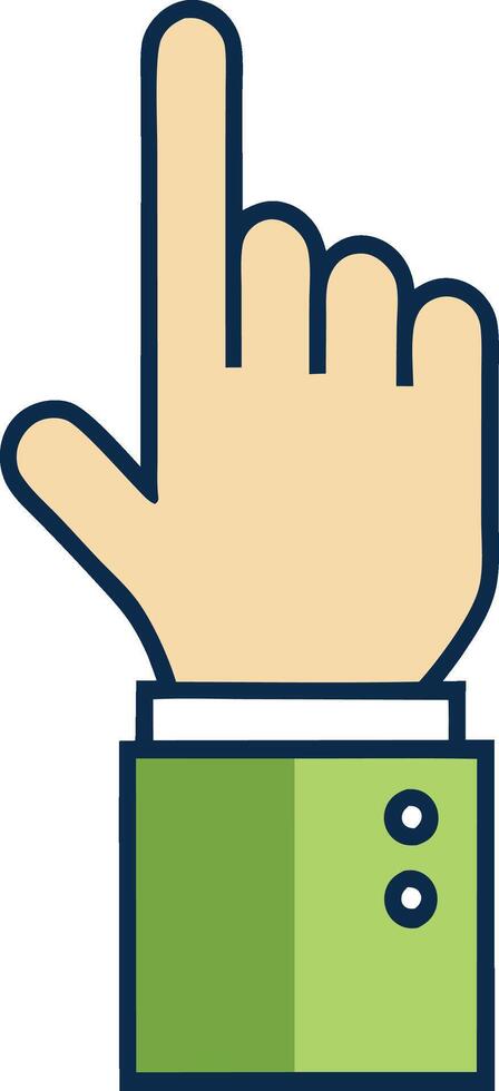 A hand with a finger up and a green glove vector