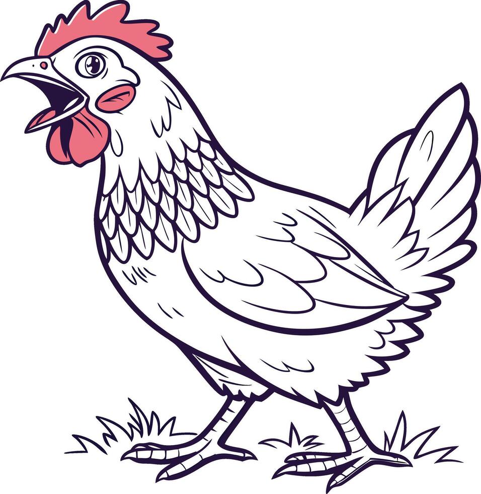 A chicken standing on the grass vector