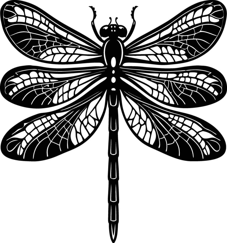 Dragonfly art silhouette illustration vector