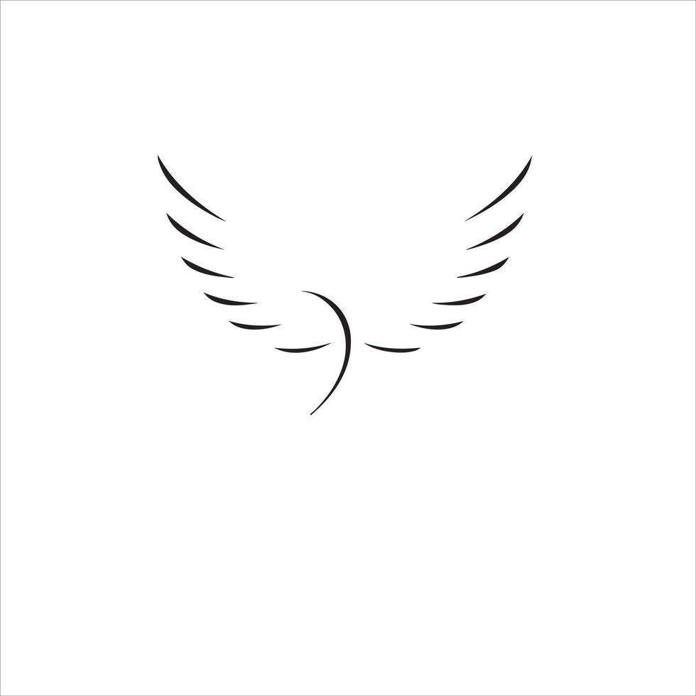 A black and white drawing of a winged bird vector