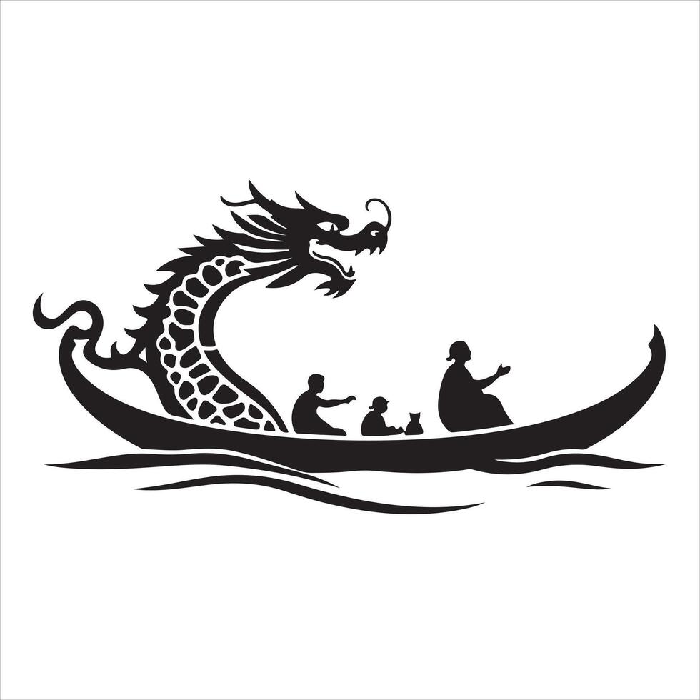 Dragon boat with people on it vector
