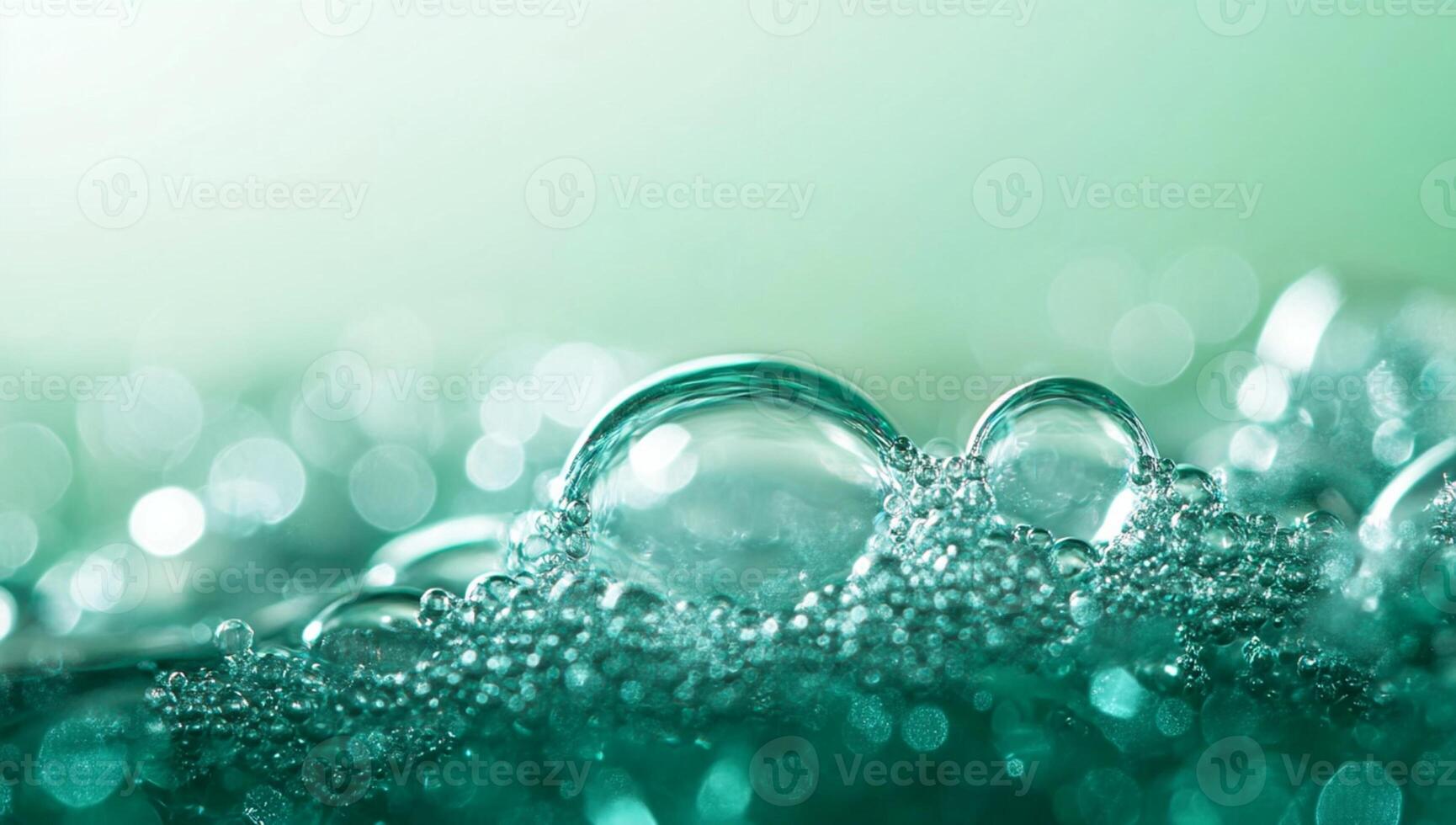 Abstract Teal Bubbles Close up Macro Photography of Sparkling Foam Texture photo