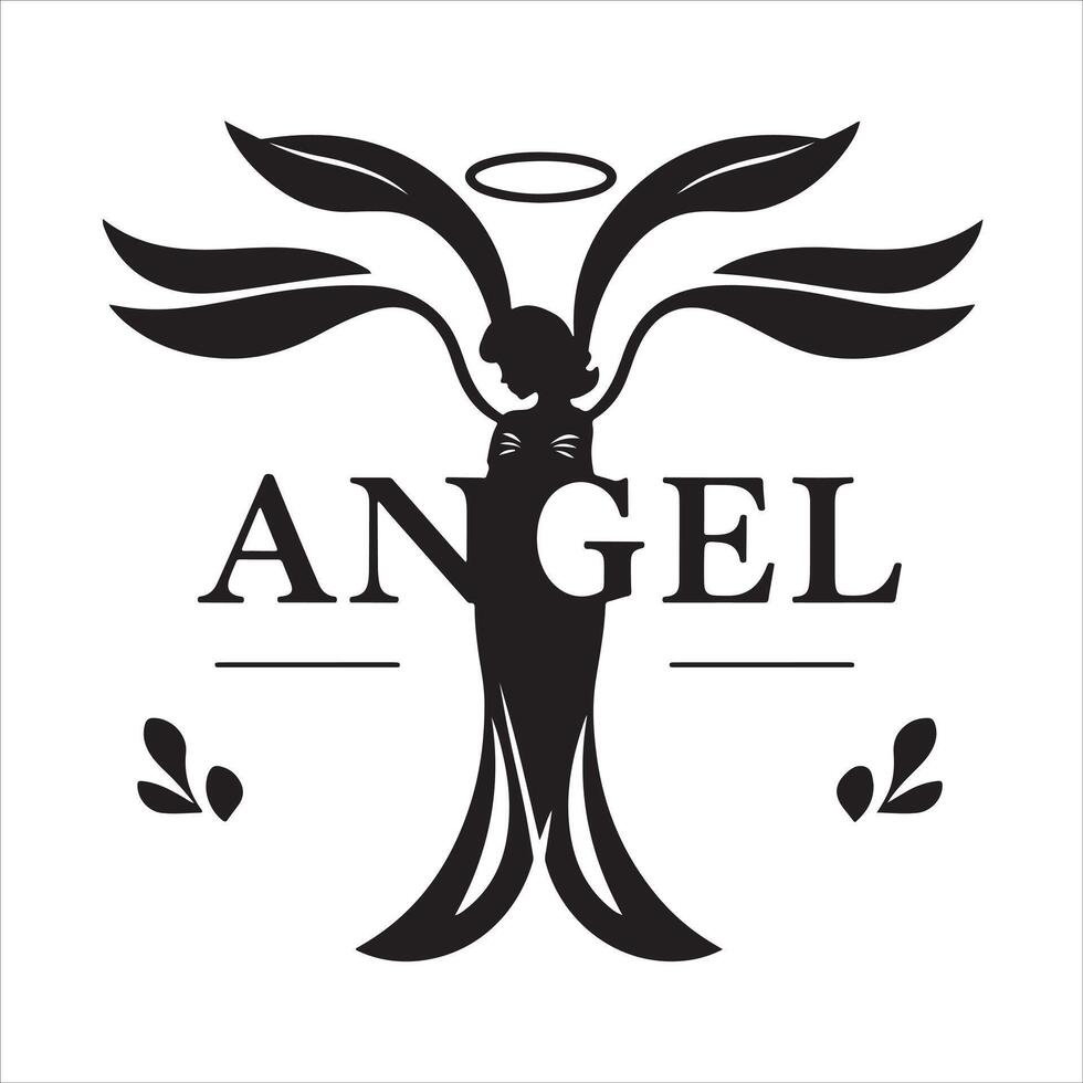 Angel logo with a woman in a tree vector