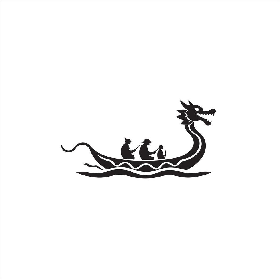 A dragon boat with two people on it vector