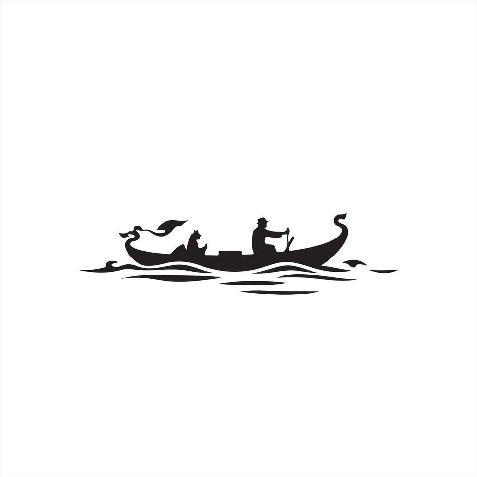 A black and white logo of a man and woman in a boat vector