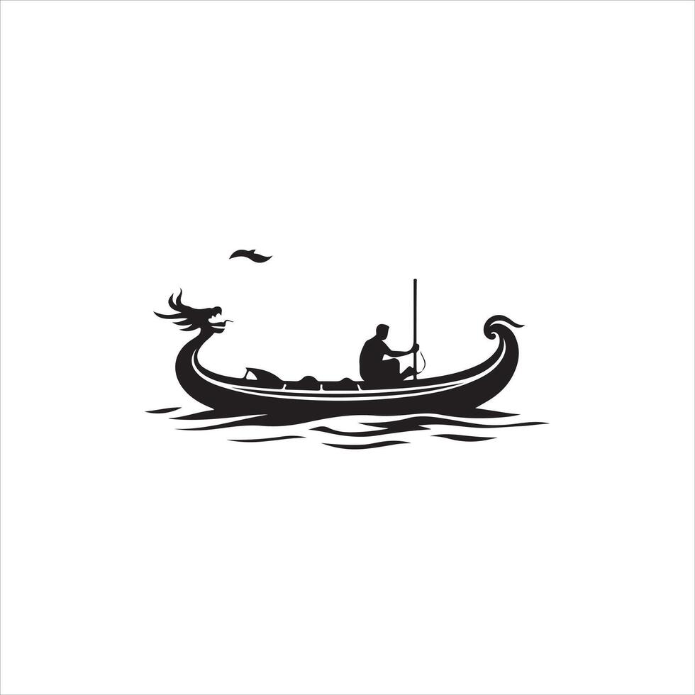 A man in a boat with a bird on the back vector