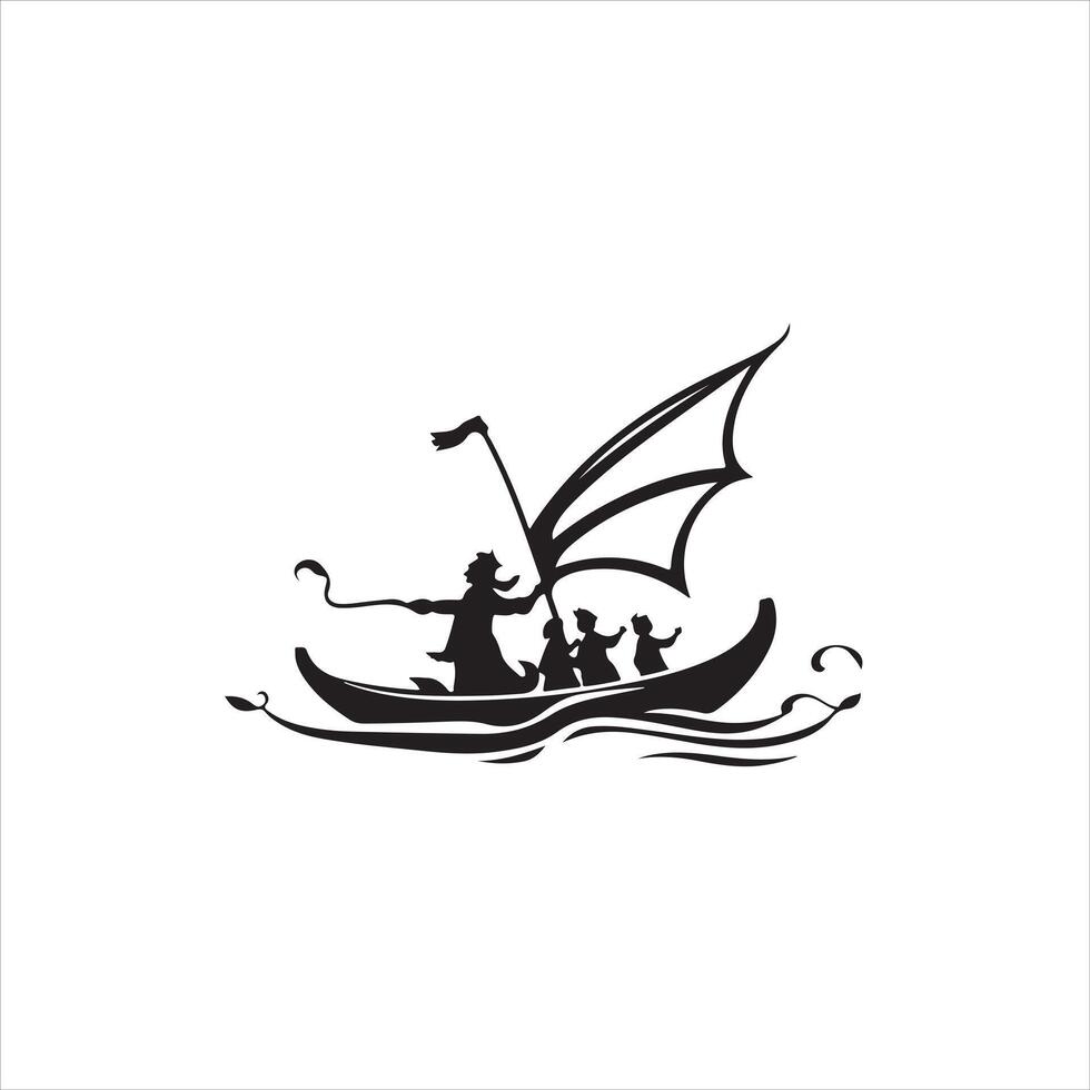 A man and his dog are in a boat with a sail vector