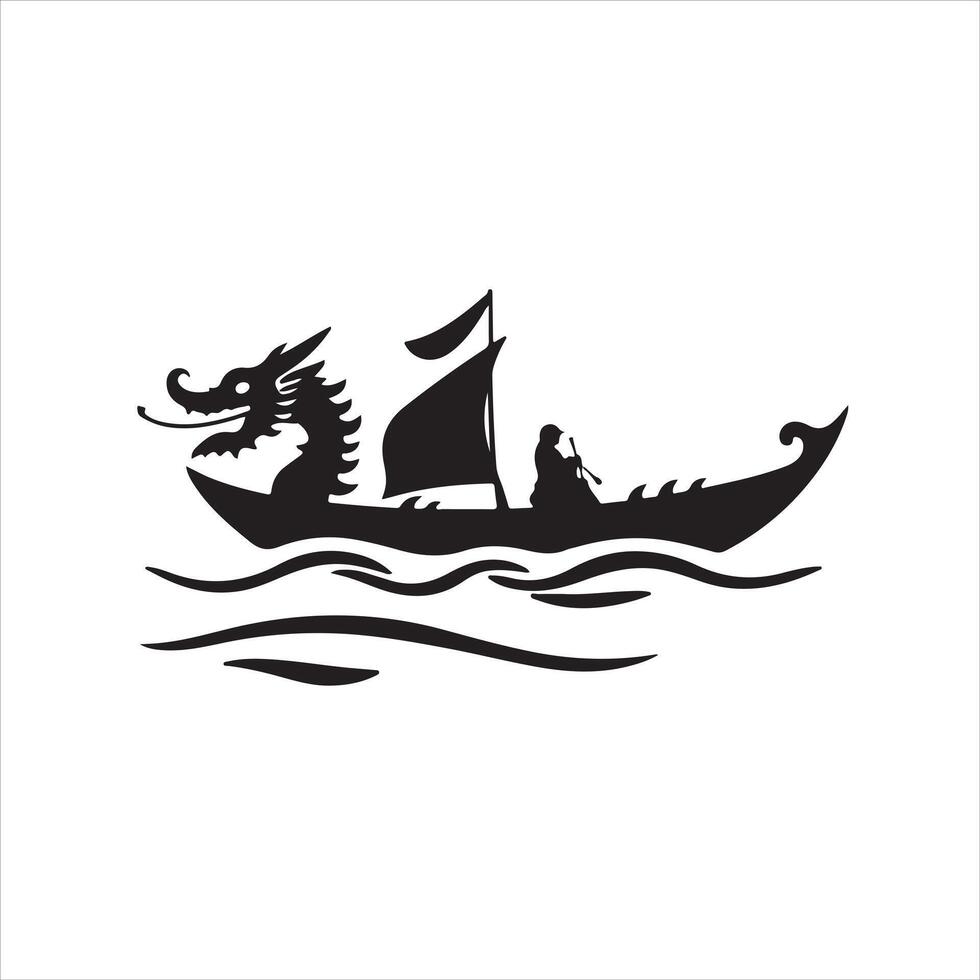 A dragon boat with a sail on it vector