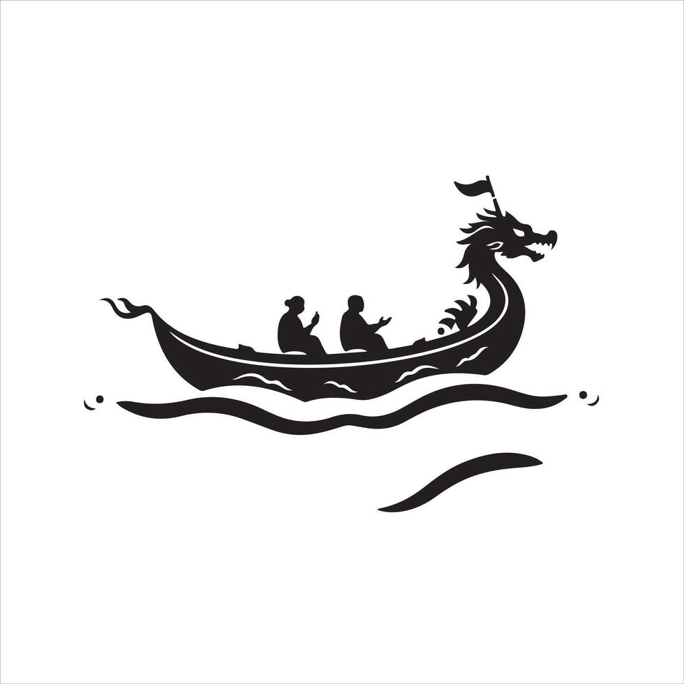 A dragon boat with two people in it vector