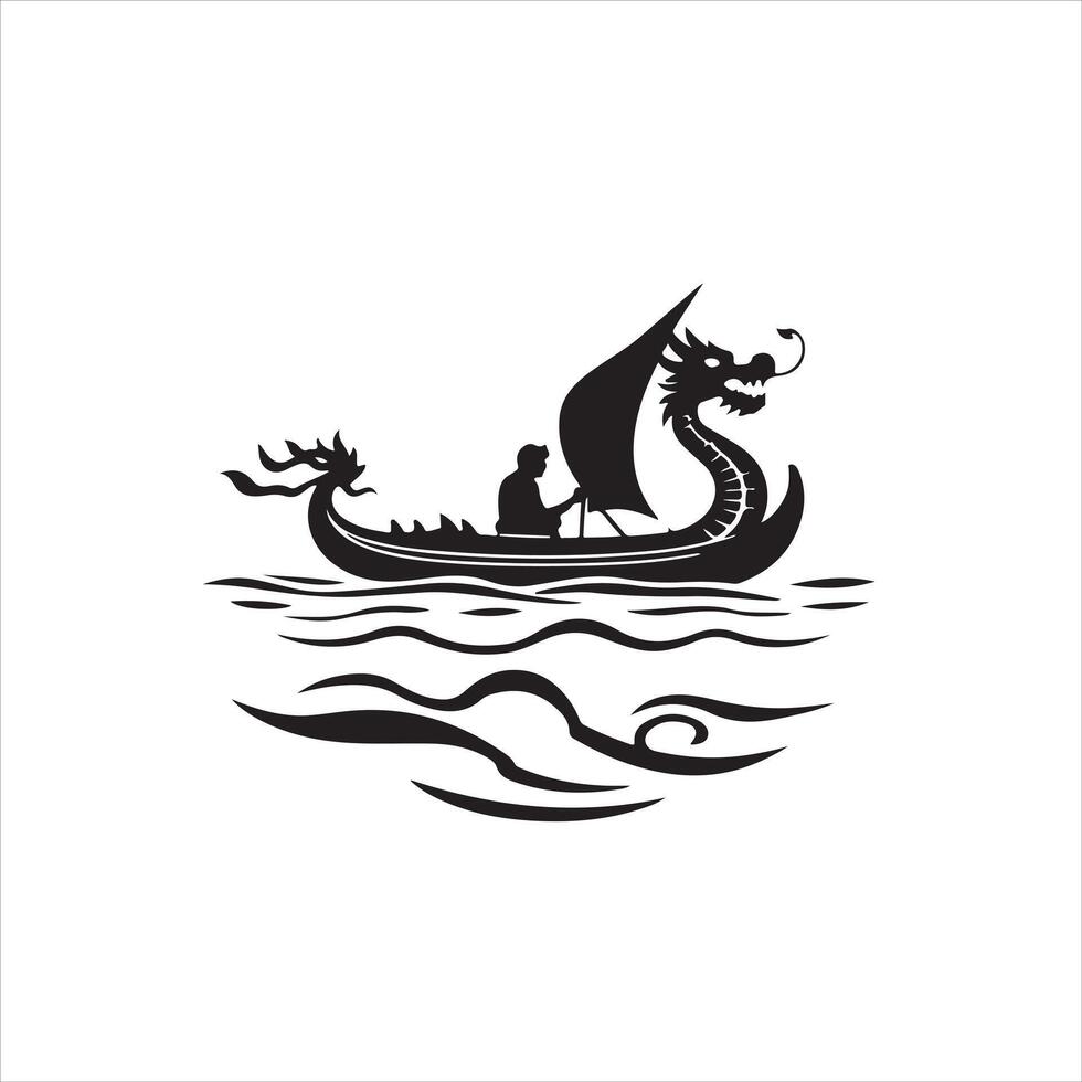 A dragon boat with a man in it vector