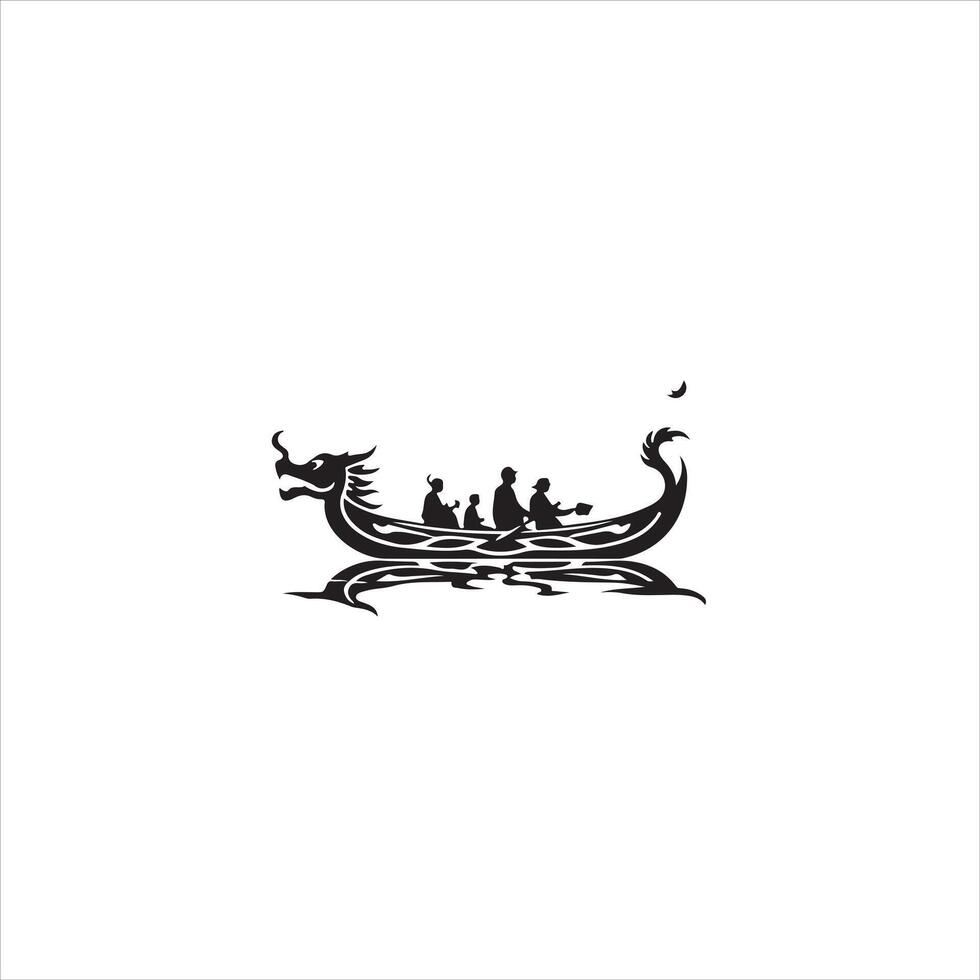 A black and white logo of a boat with people on it vector