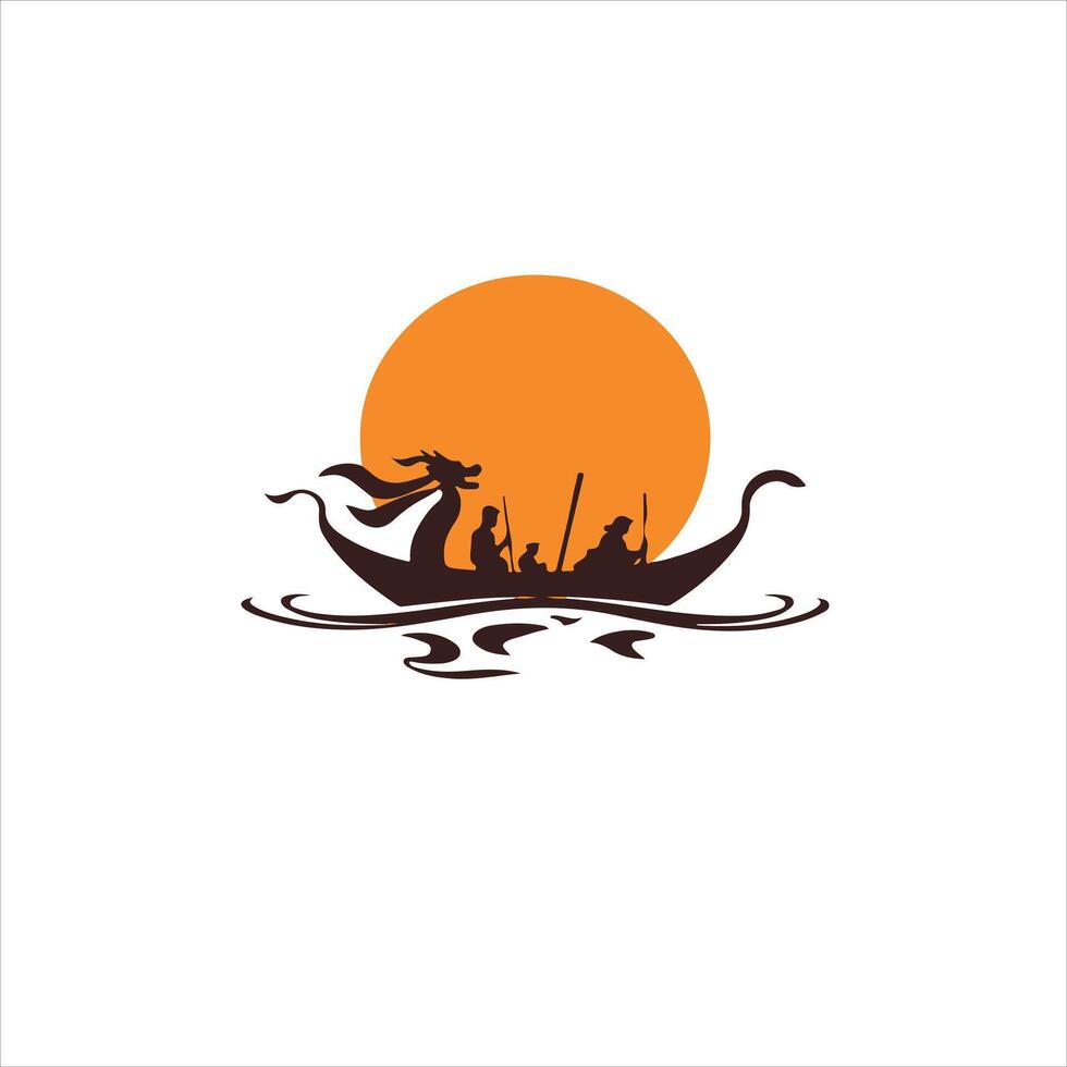 A boat with two people on it in the water vector