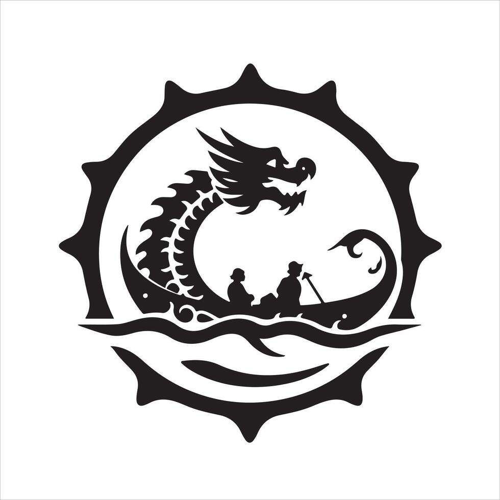 A dragon boat logo with a man and a woman in it vector