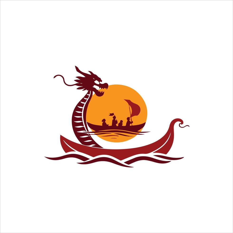 A dragon boat with people on it in the water vector