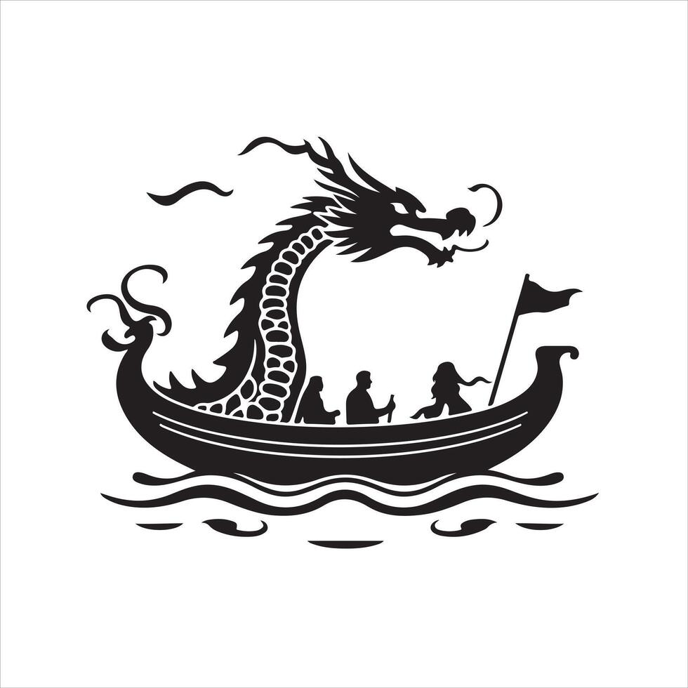 A dragon boat with people on it vector