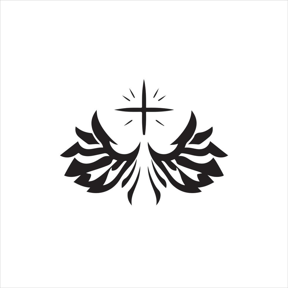 Angel wings with cross illustration vector