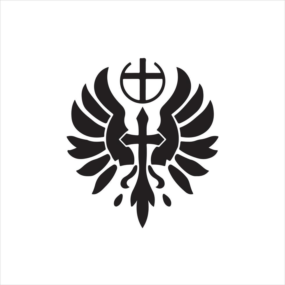The cross and eagle symbol is black and white vector